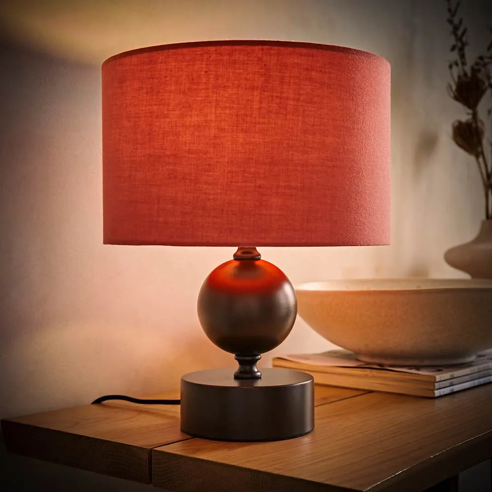 Anthony Drum Shade Candlestick LED Table Lamp - Rust