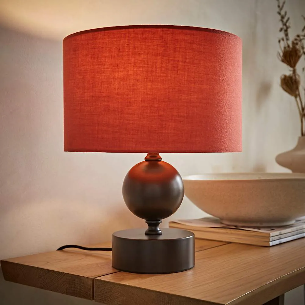 Anthony Drum Shade Candlestick LED Table Lamp - Rust