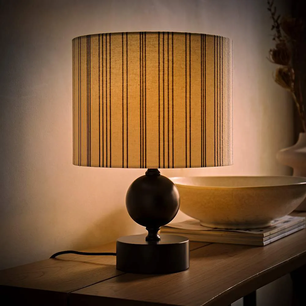 Anthony Linen Stripe Shade Candlestick LED Table Lamp