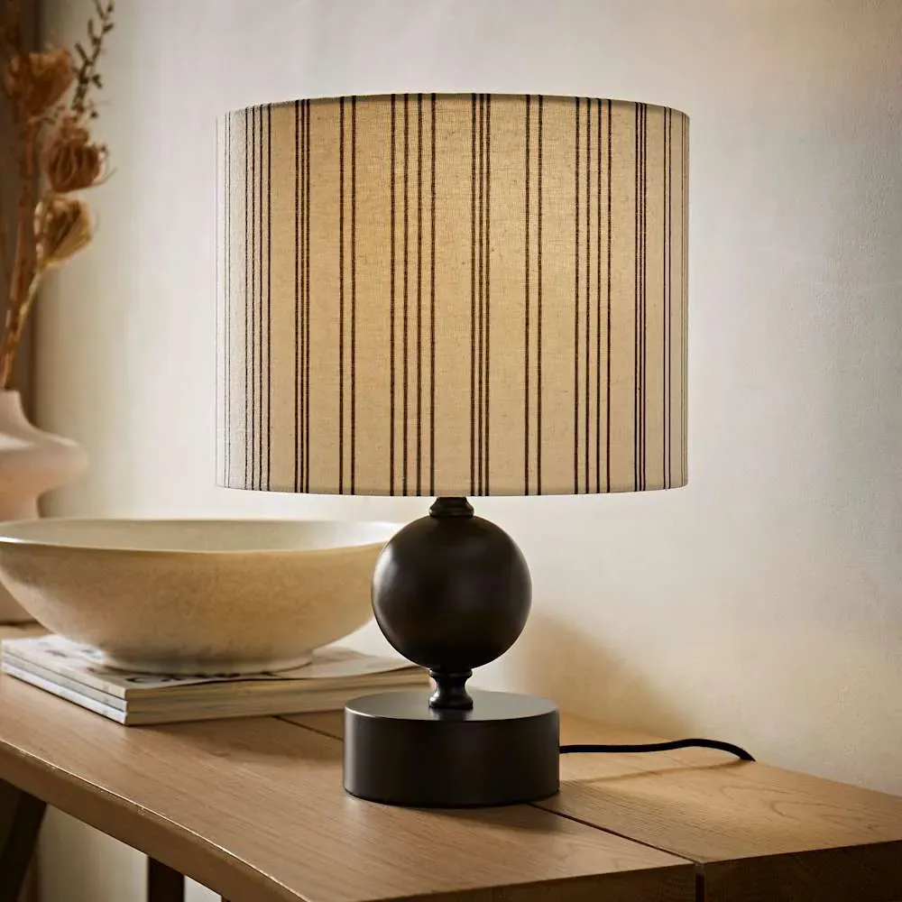 Anthony Linen Stripe Shade Candlestick LED Table Lamp
