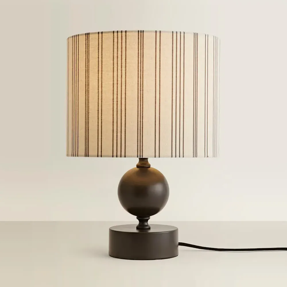 Anthony Linen Stripe Shade Candlestick LED Table Lamp