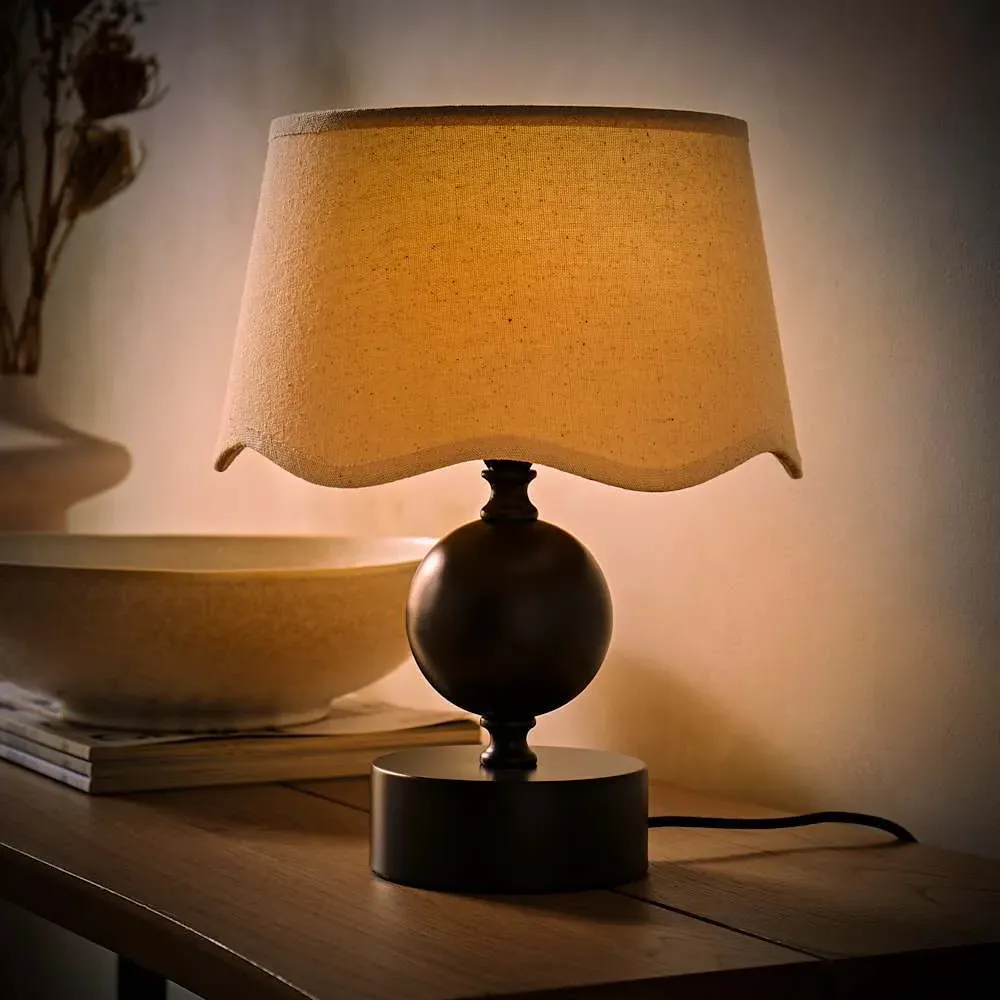 Anthony Scallop Shade Candlestick LED Table Lamp - Brown, Linen