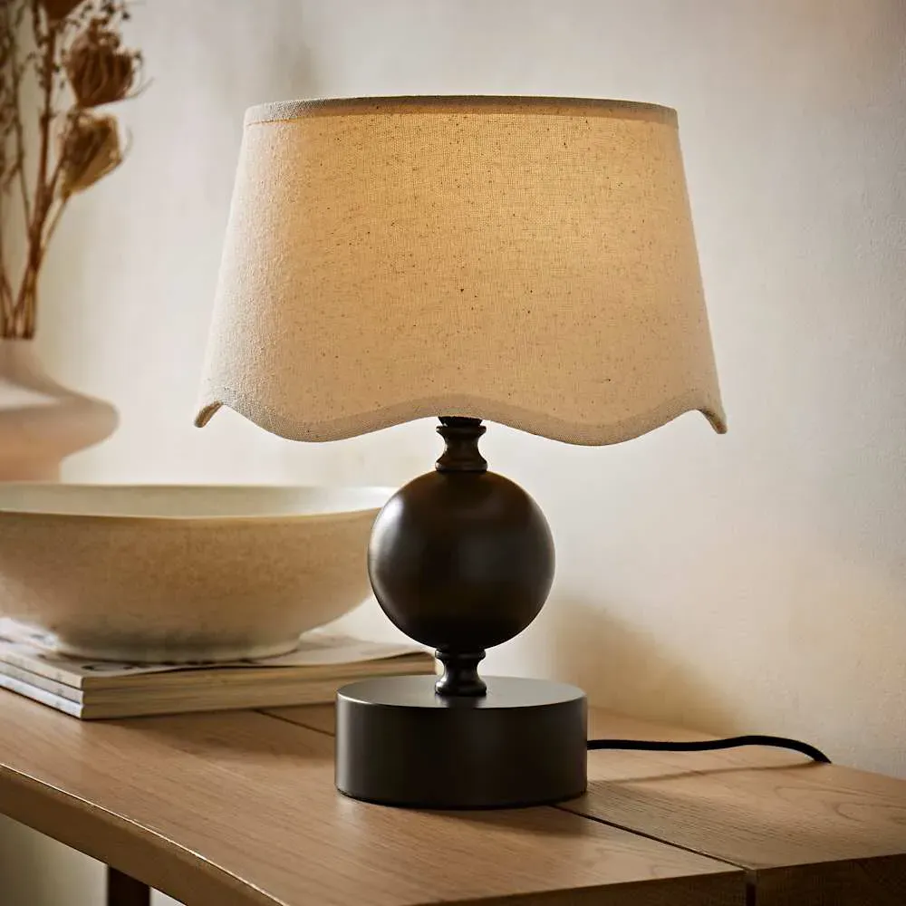 Anthony Scallop Shade Candlestick LED Table Lamp - Brown, Linen