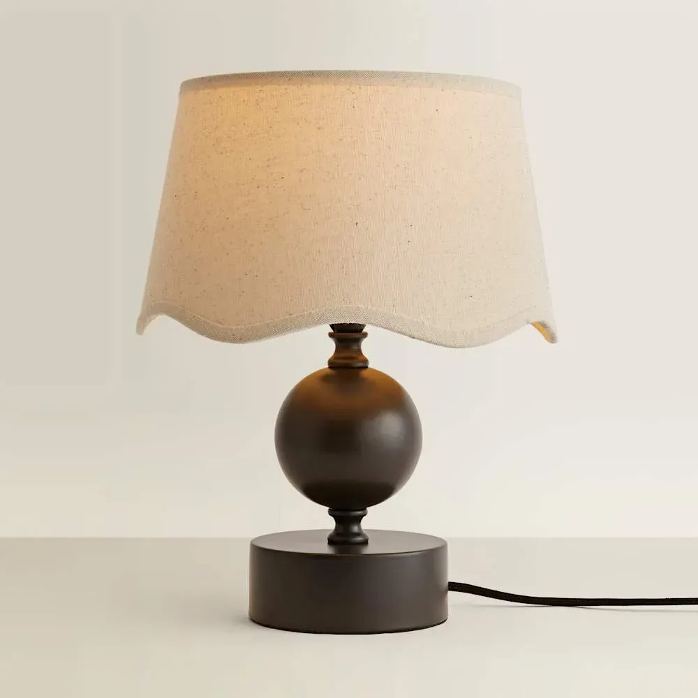 Anthony Scallop Shade Candlestick LED Table Lamp - Brown, Linen