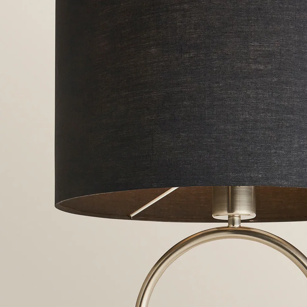 Antonia Oval Table Lamp - Black, Brushed Chrome