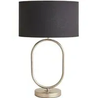 Antonia Oval Table Lamp - Black, Brushed Chrome