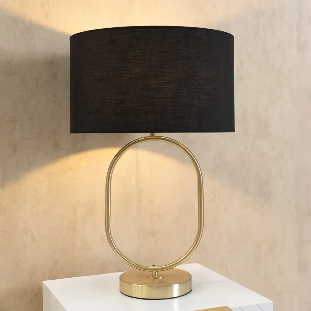 Antonia Oval Table Lamp - Black, Brushed Gold