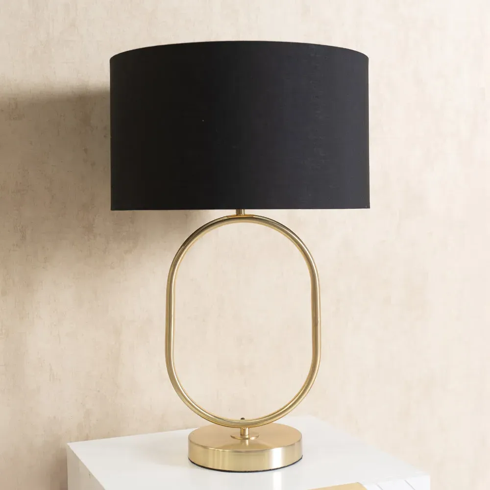 Antonia Oval Table Lamp - Black, Brushed Gold