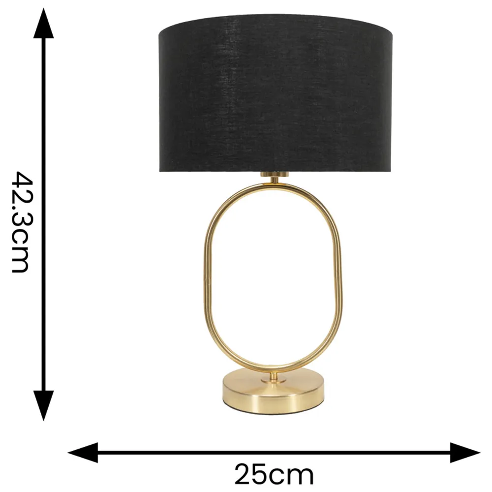 Antonia Oval Table Lamp - Black, Brushed Gold