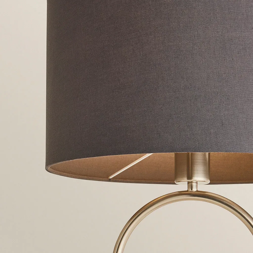 Antonia Oval Table Lamp - Charcoal, Brushed Chrome