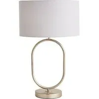 Antonia Oval Table Lamp - Grey, Brushed Chrome