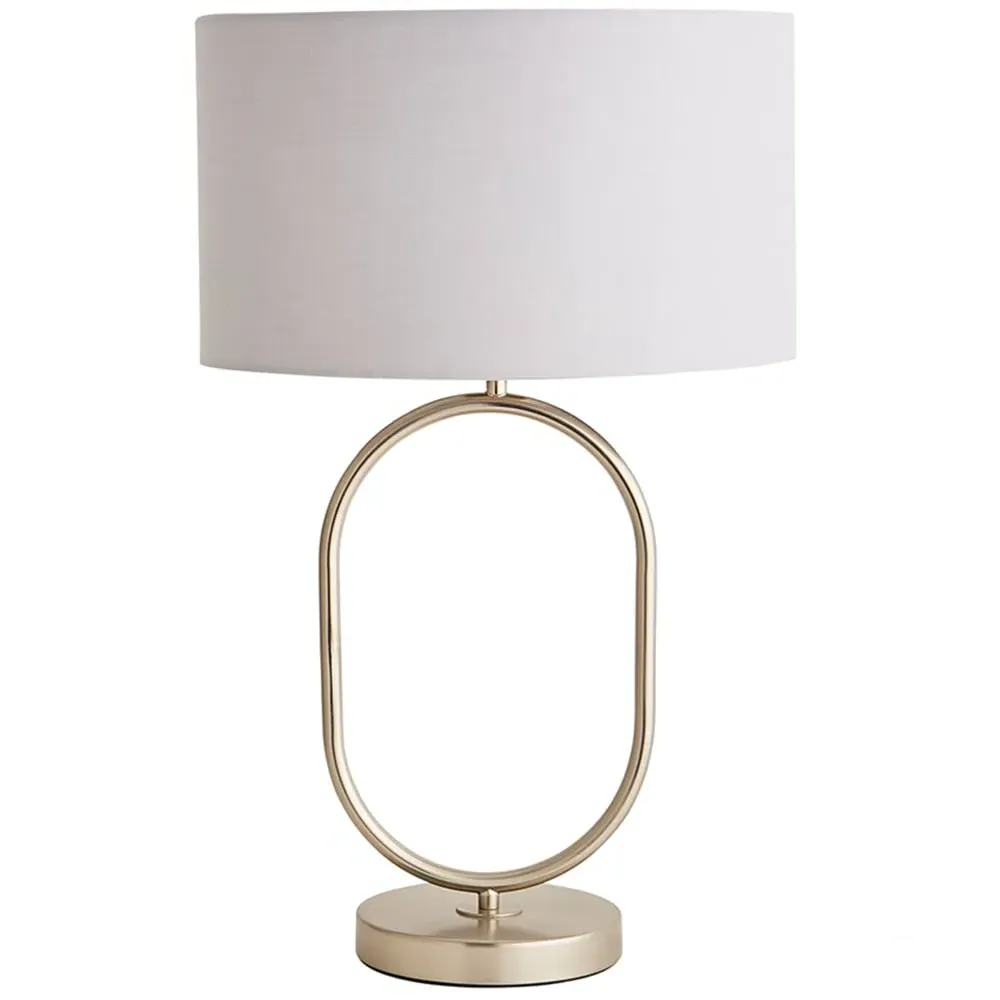 Antonia Oval Table Lamp - Grey, Brushed Chrome