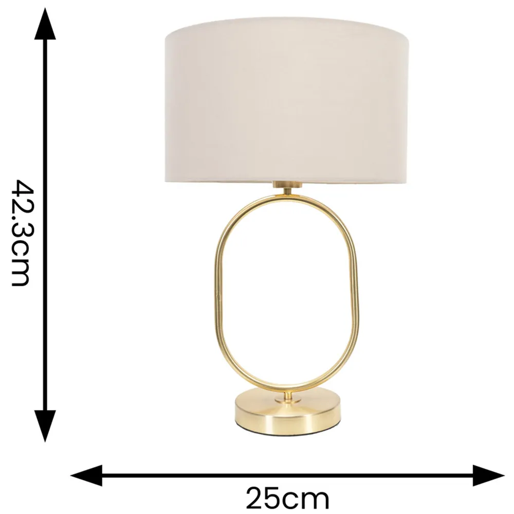 Antonia Oval Table Lamp - Natural, Brushed Gold