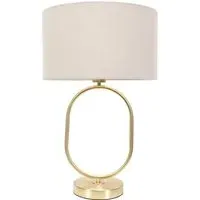 Antonia Oval Table Lamp - Natural, Brushed Gold