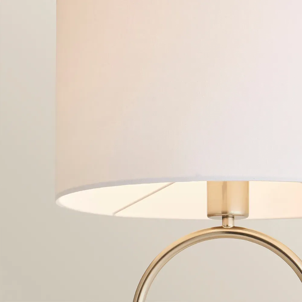 Antonia Oval Table Lamp - White, Brushed Chrome