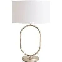 Antonia Oval Table Lamp - White, Brushed Chrome