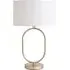 Antonia Oval Table Lamp - White, Brushed Chrome