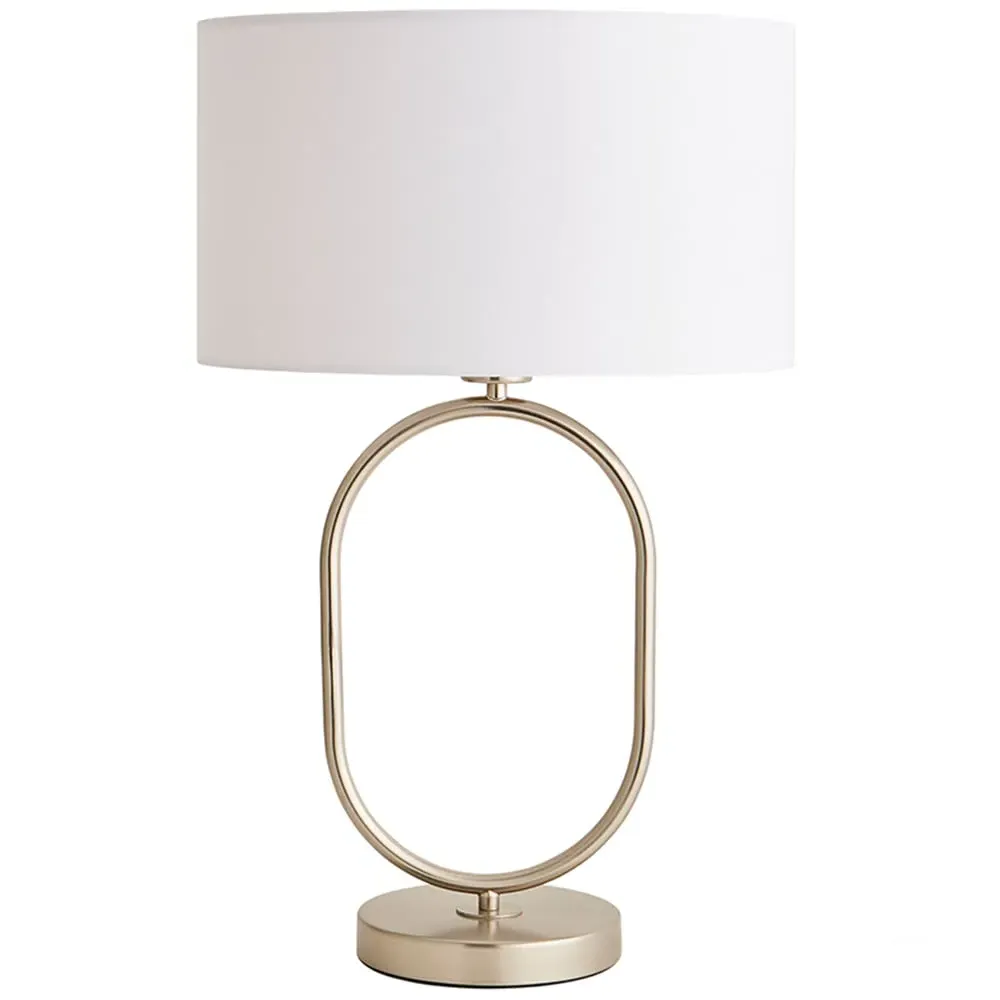 Antonia Oval Table Lamp - White, Brushed Chrome
