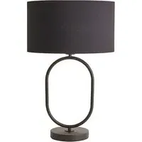 Antonia Oval Table Lamp with Bulb - Black, Gold Inner