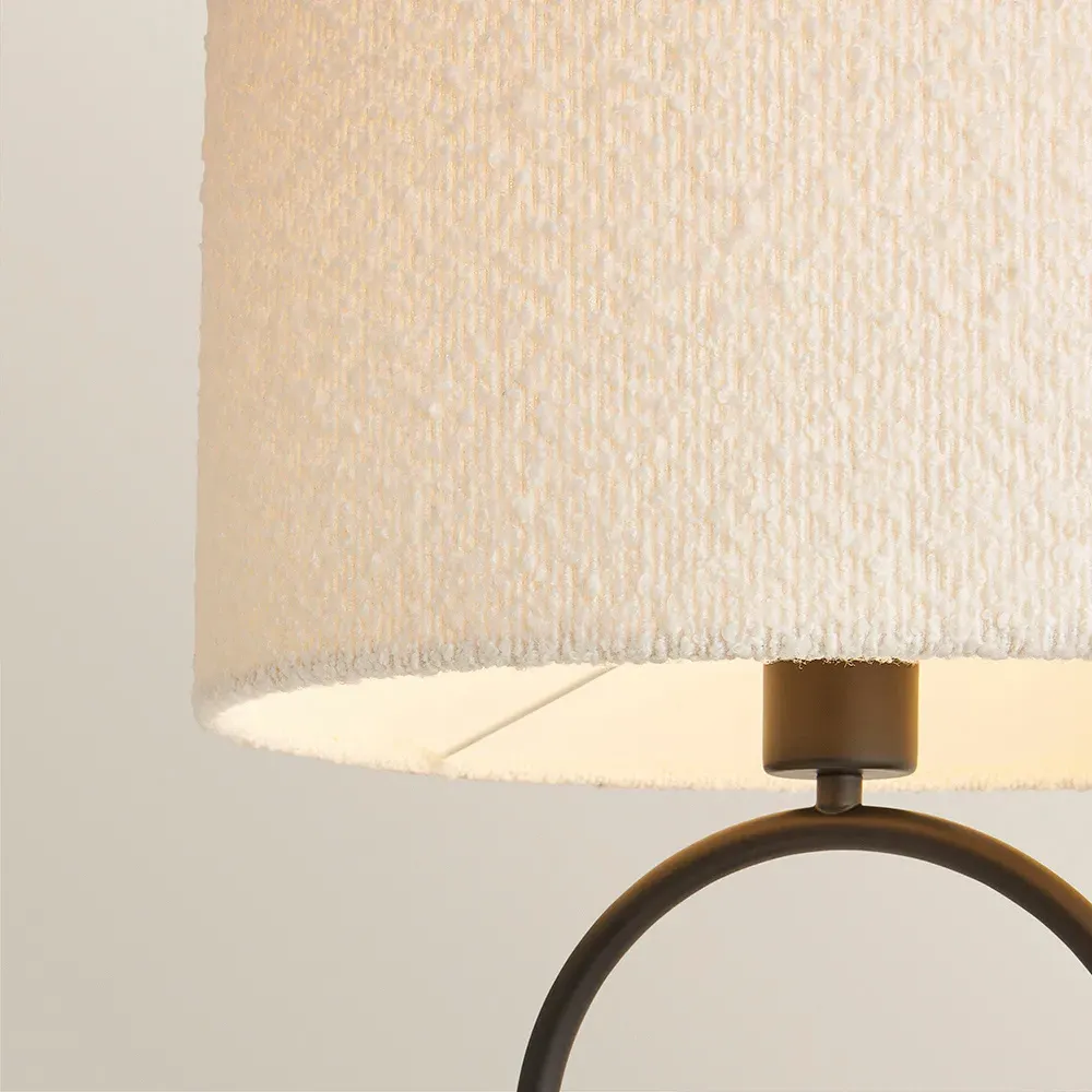 Antonia Oval Table Lamp with Drum Shade - Black, Boucle