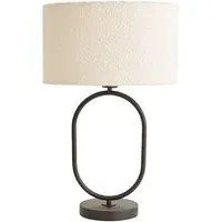 Antonia Oval Table Lamp with Drum Shade - Black, Boucle