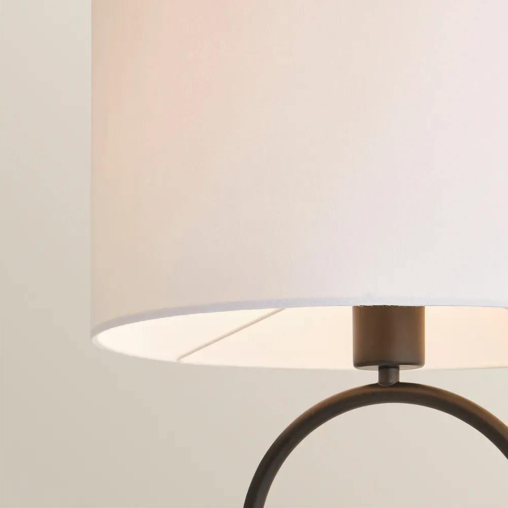 Antonia Oval Table Lamp with Drum Shade - Black, Fabric