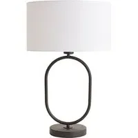 Antonia Oval Table Lamp with Drum Shade - Black, Fabric