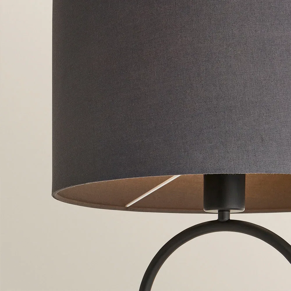 Antonia Oval Table Lamp with Drum Shade - Black, Fabric