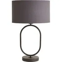 Antonia Oval Table Lamp with Drum Shade - Black, Fabric