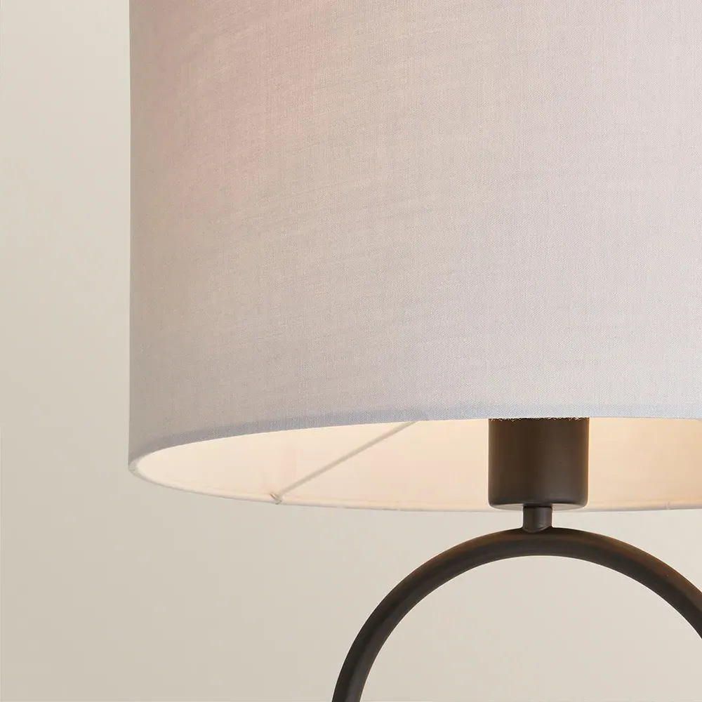 Antonia Oval Table Lamp with Drum Shade - Black, Fabric