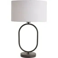 Antonia Oval Table Lamp with Drum Shade - Black, Fabric