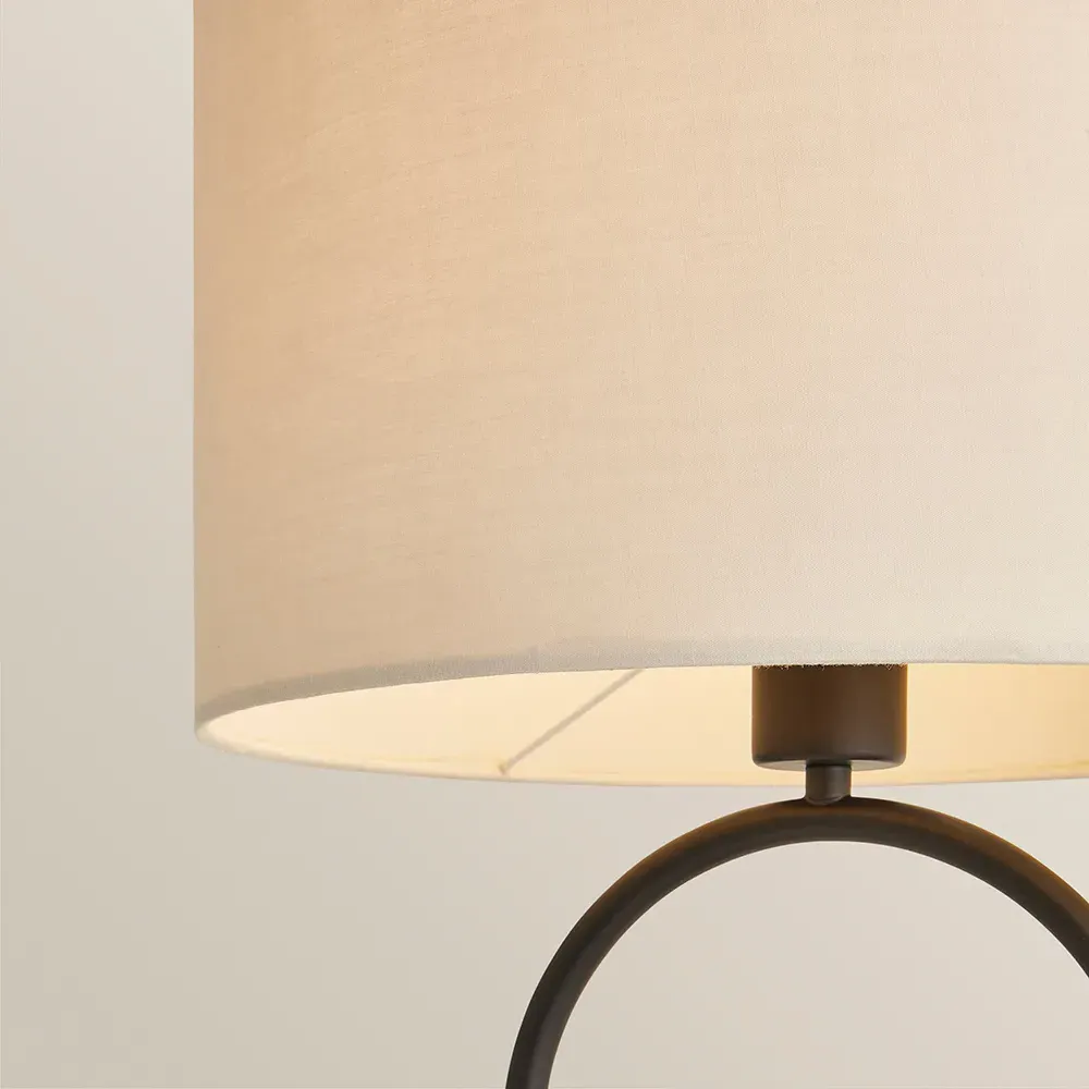 Antonia Oval Table Lamp with Drum Shade - Black, Fabric