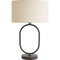 Antonia Oval Table Lamp with Drum Shade - Black, Fabric