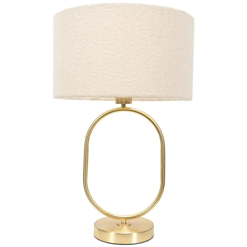 Antonia Oval Table Lamp with Drum Shade - Gold, Boucle