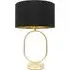 Antonia Oval Table Lamp with Drum Shade - Gold, Fabric
