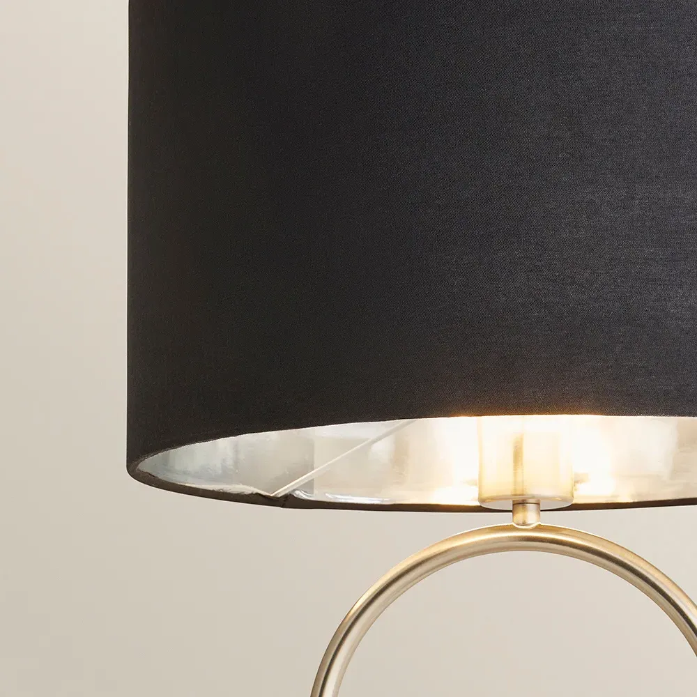 Antonia Oval Table Lamp with Drum Shade - Silver, Chrome