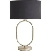Antonia Oval Table Lamp with Drum Shade - Silver, Chrome