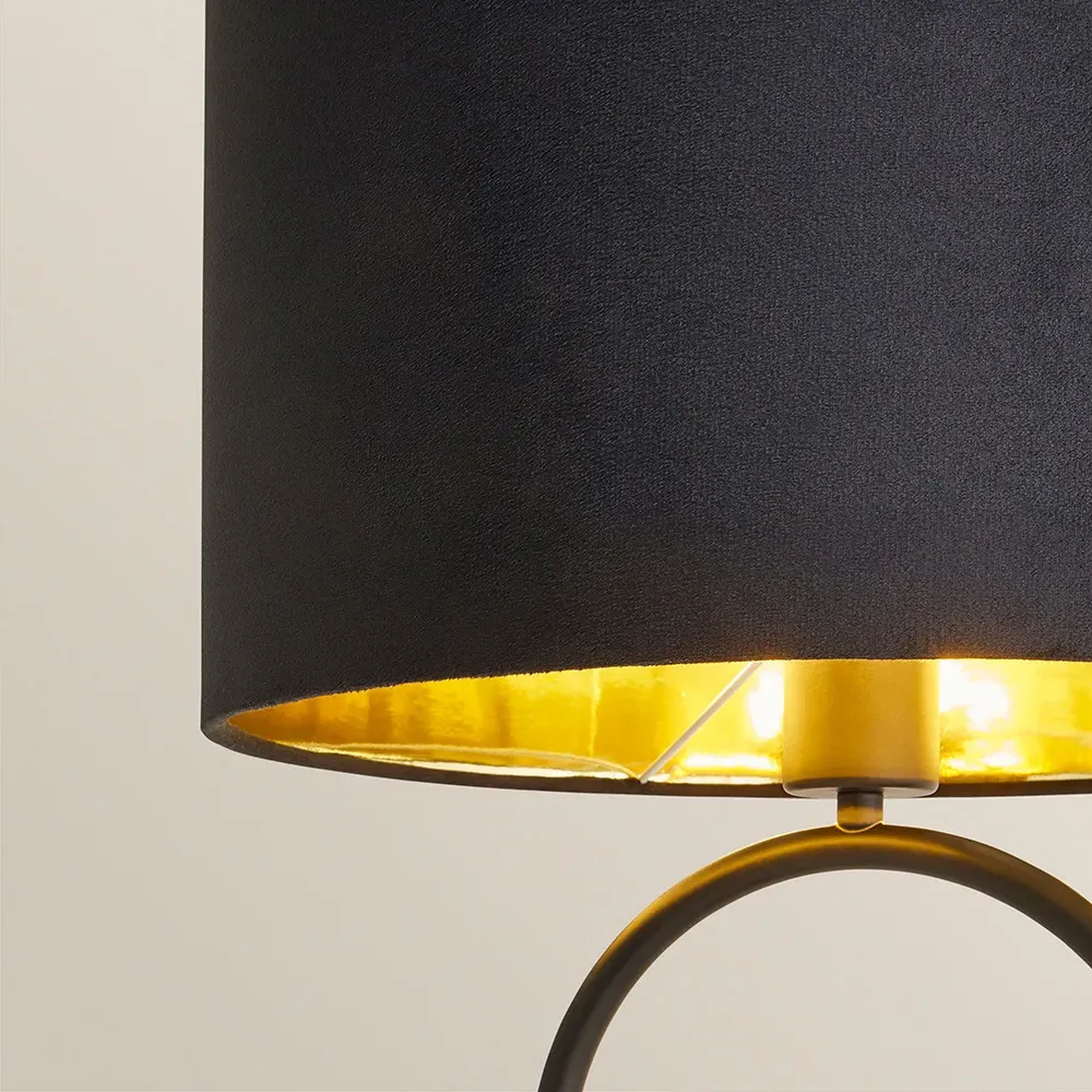 Antonia Oval Table Lamp with LED - Black, Velvet