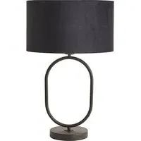 Antonia Oval Table Lamp with LED - Black, Velvet