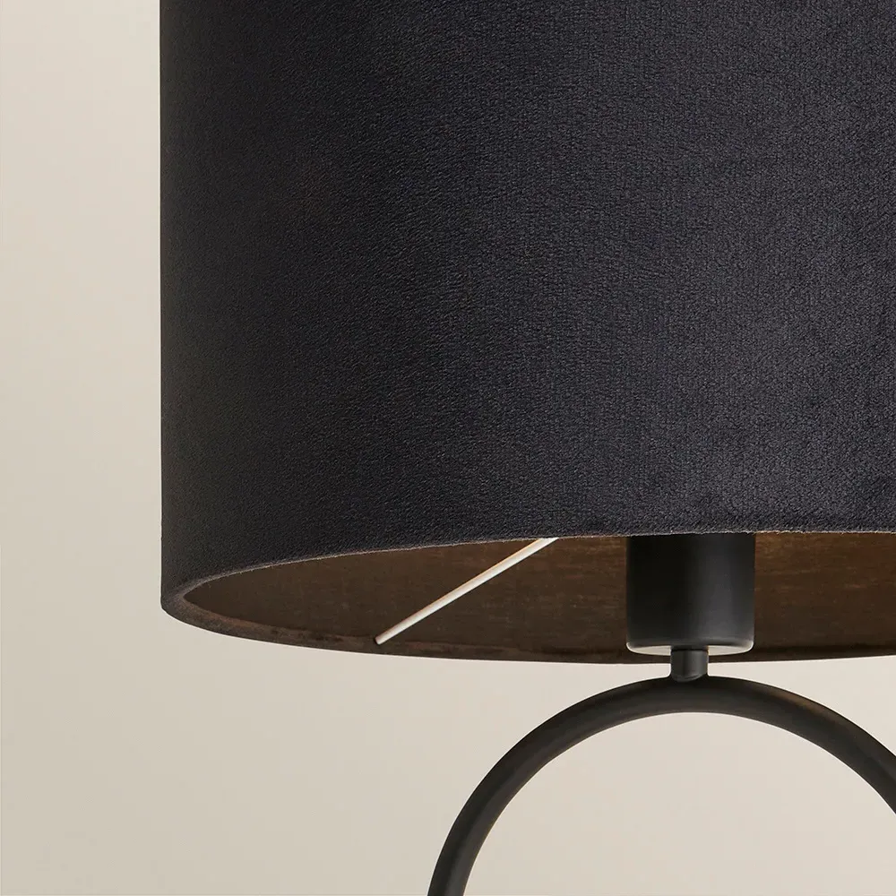 Antonia Oval Table Lamp with LED - Black, Velvet