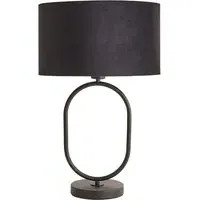 Antonia Oval Table Lamp with LED - Black, Velvet