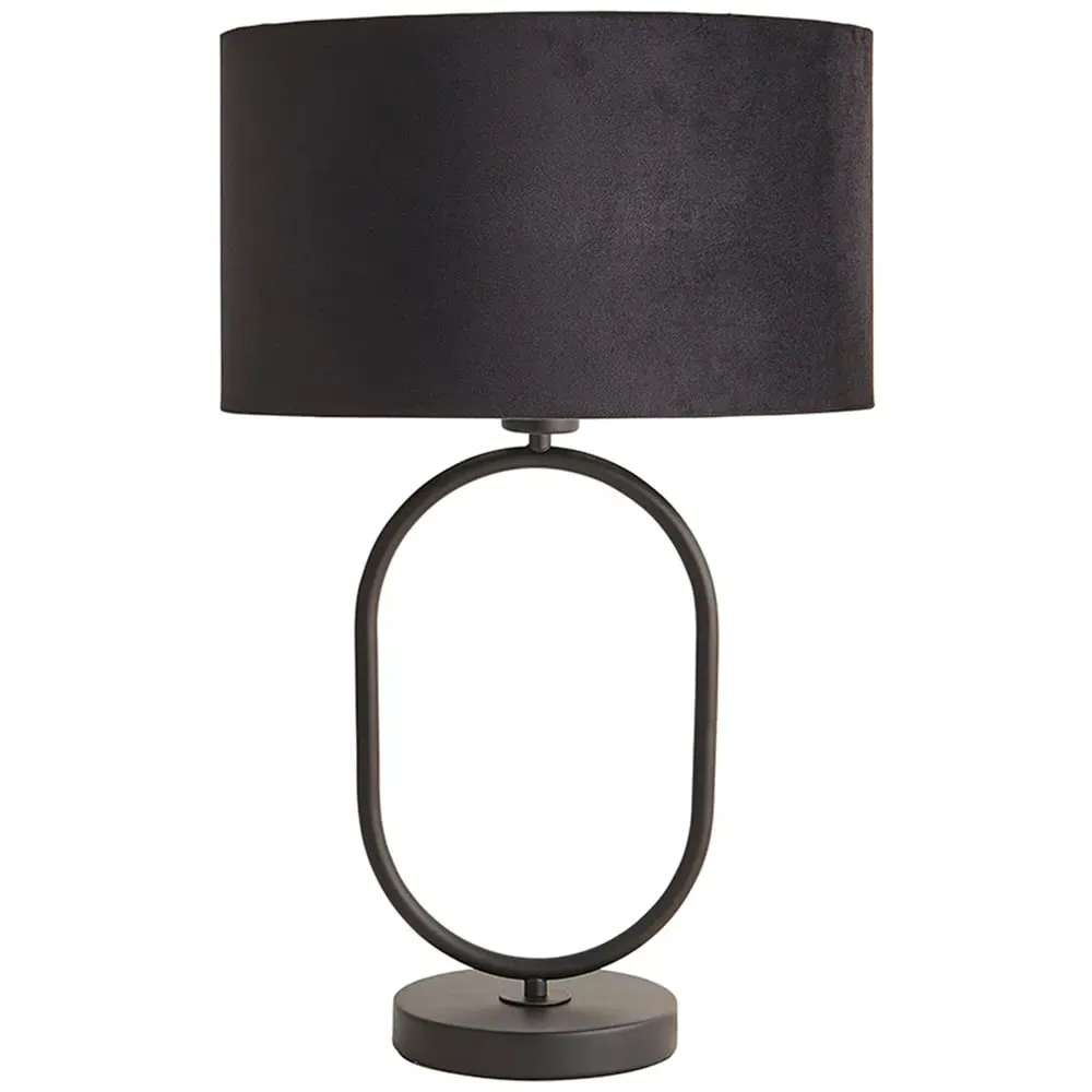 Antonia Oval Table Lamp with LED - Black, Velvet