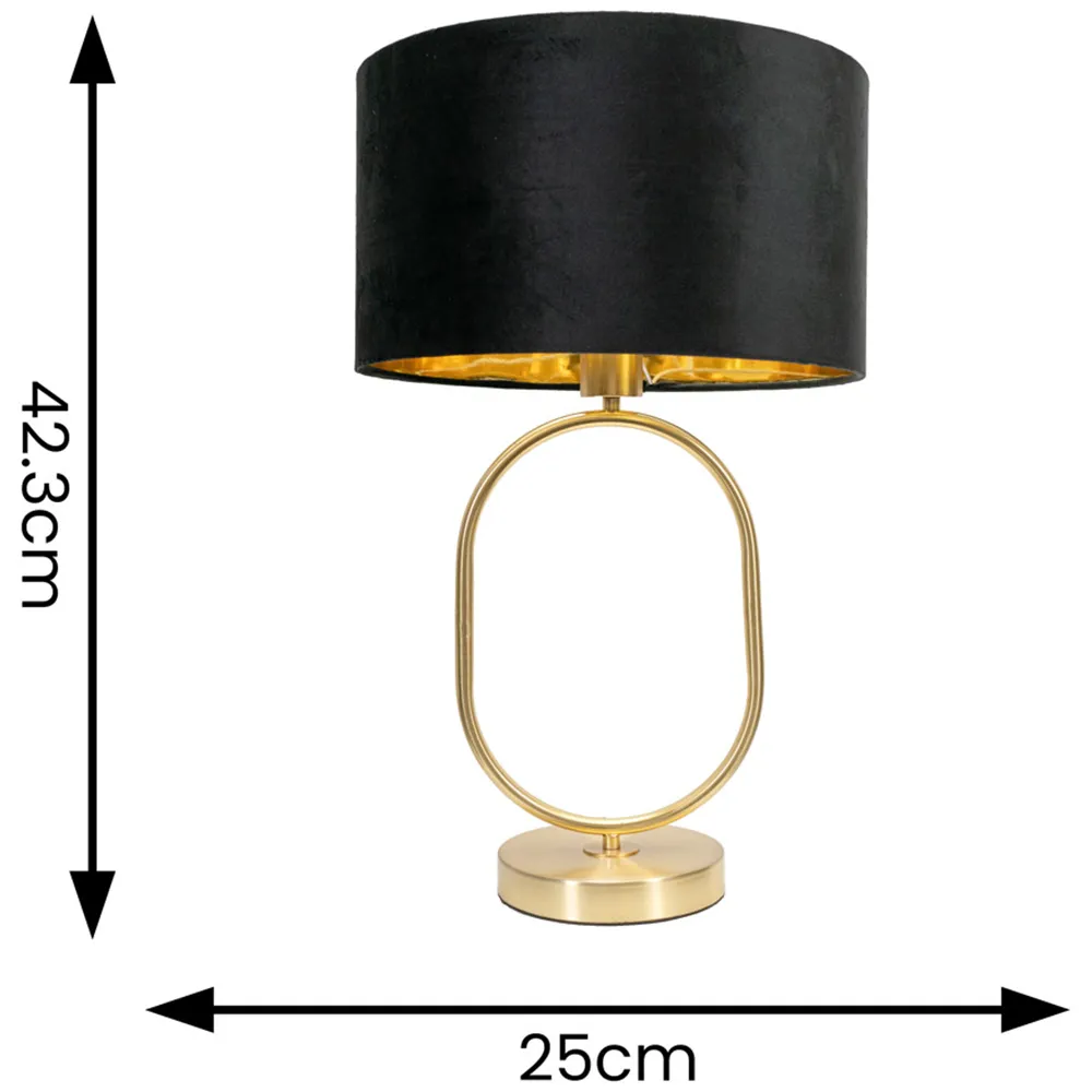Antonia Oval Table Lamp with LED - Gold, Velvet