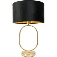 Antonia Oval Table Lamp with LED - Gold, Velvet