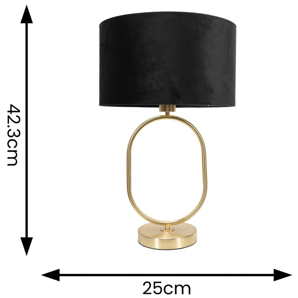 Antonia Oval Table Lamp with LED - Gold, Velvet