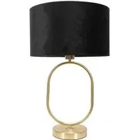 Antonia Oval Table Lamp with LED - Gold, Velvet