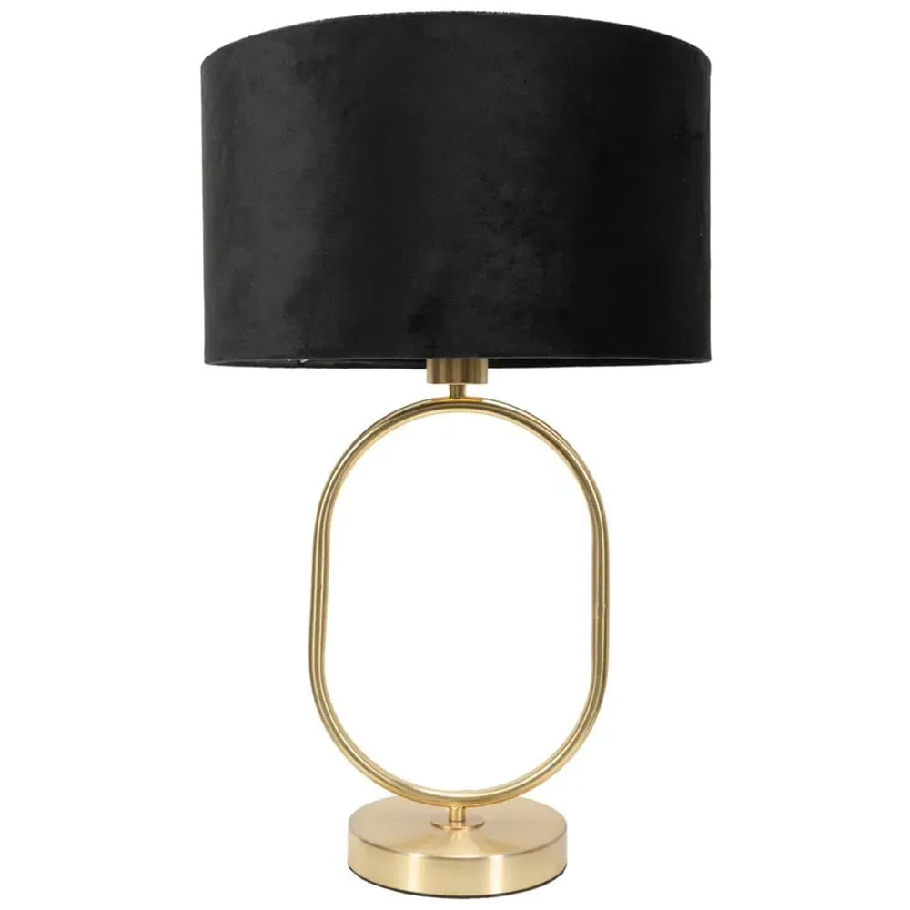 Antonia Oval Table Lamp with LED - Gold, Velvet