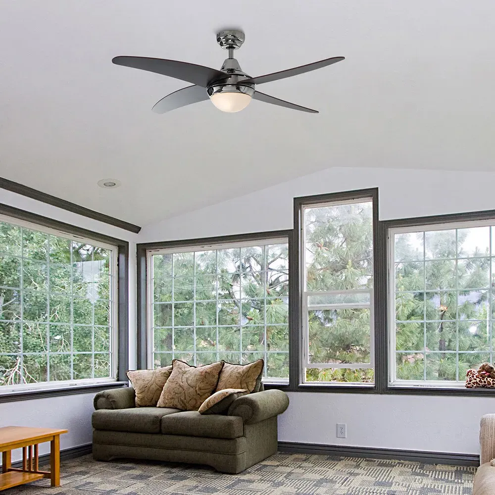 Apache 48 inch Reversible Ceiling Fan with Remote - Black, Chrome