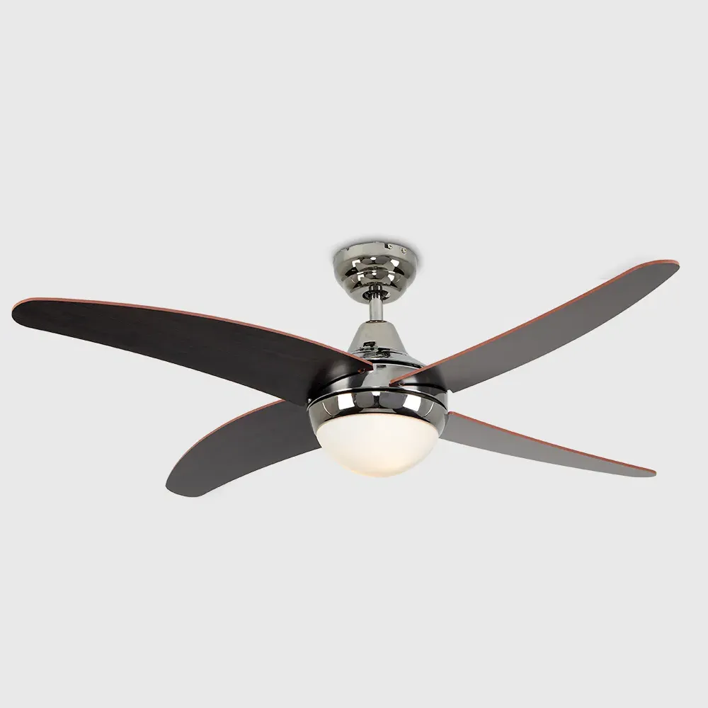 Apache 48 inch Reversible Ceiling Fan with Remote - Black, Chrome
