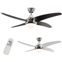 Apache 48 inch Reversible Ceiling Fan with Remote - Black, Chrome